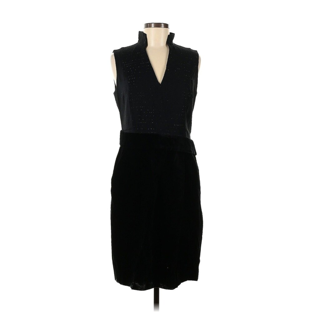 Akris Punto Womens Sparkle & Black Velvet Cocktail Dress Sleeveless Size 10